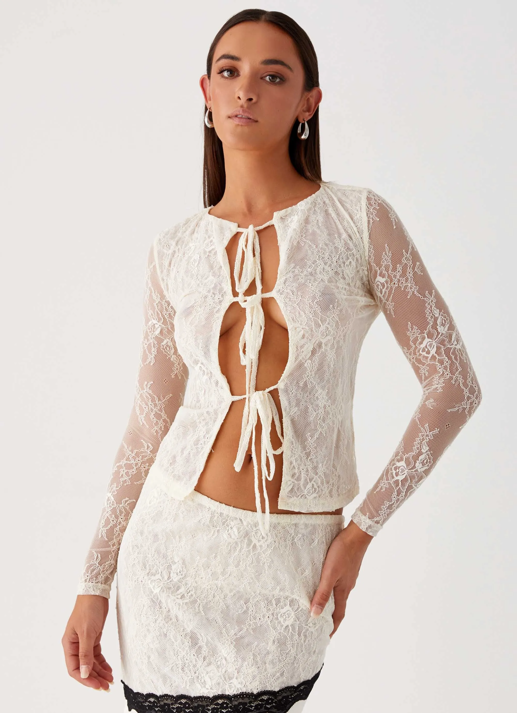 Circular Knit Cold Weather Duet Long Sleeve Top - Ivory