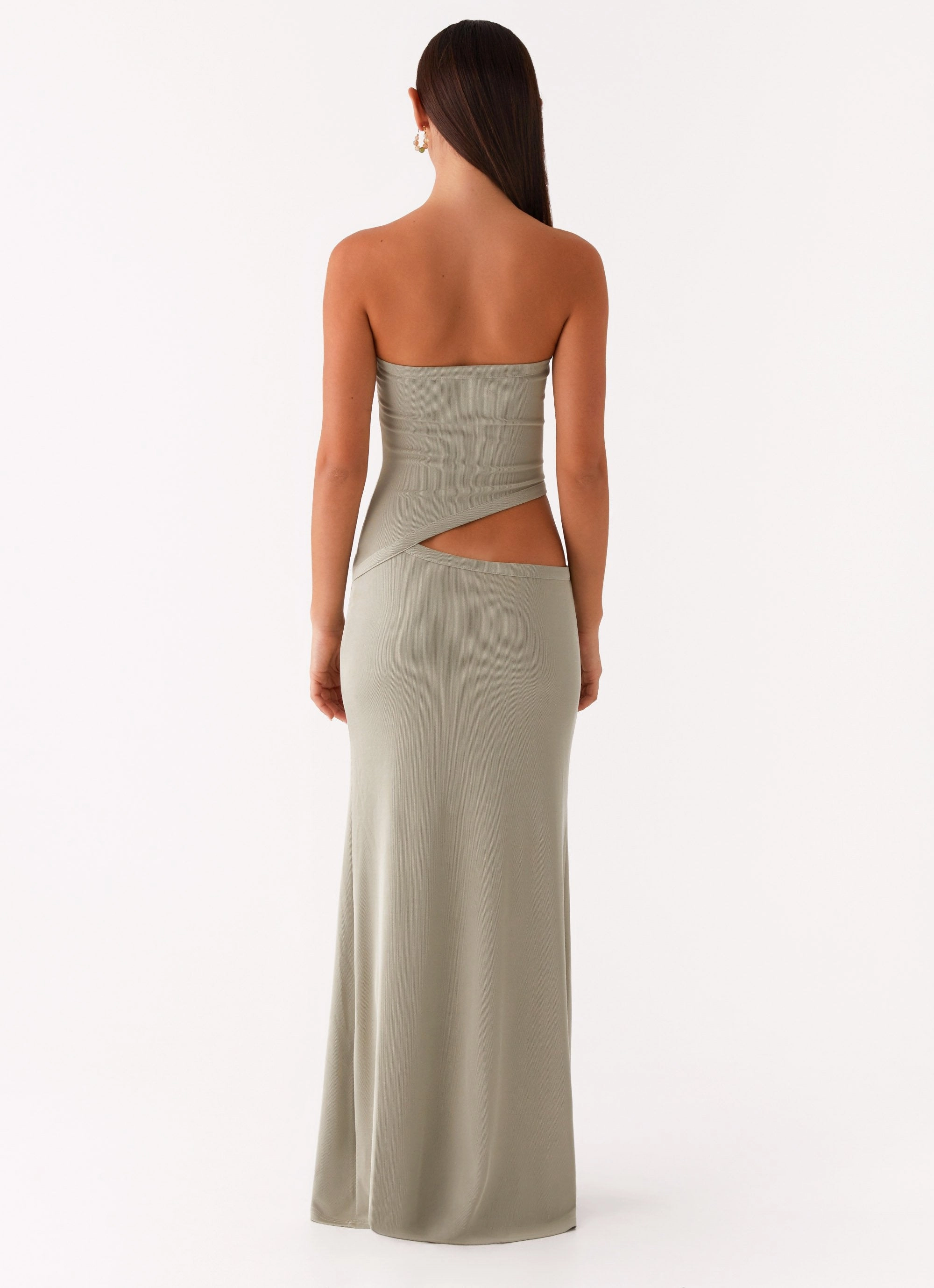 Chic Wear Satin Grace Wild Roses Maxi Dress - Sage
