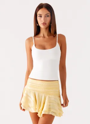 Willow Chiffon Mini Skirt - Yellow Modern Details Relaxed Vibe