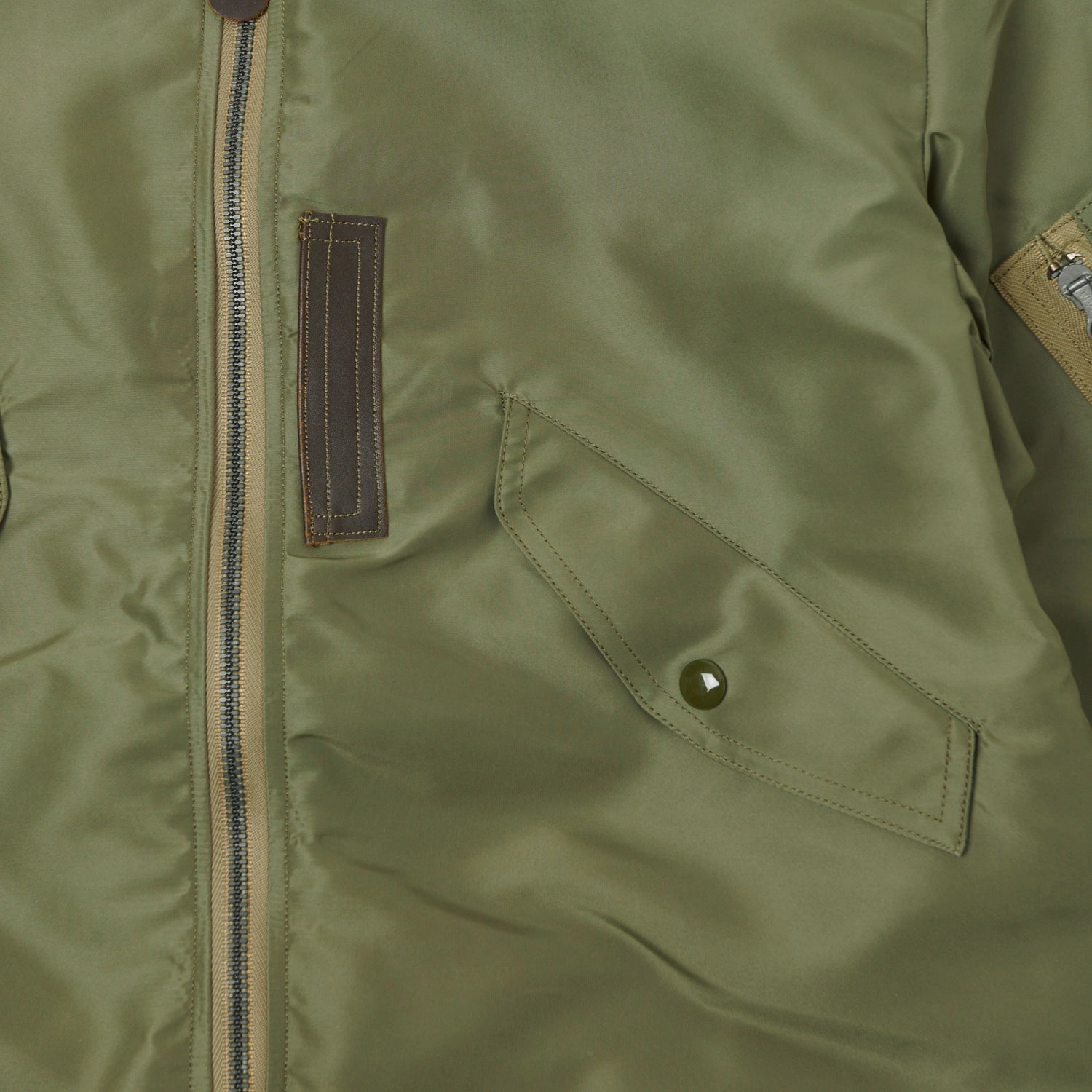 Logo Free Style Utility Inspired Look Buzz Rickson's L-2 'Reed Products Inc.' Flight Jacket - Olive Drab