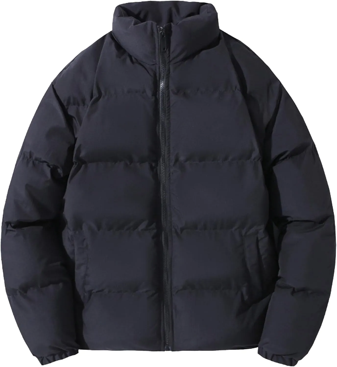 Winter Puffer Jacket for Men Full Zip Stand Collar Bubble Down Coats Insulated Thicken Windproof Windbreaker