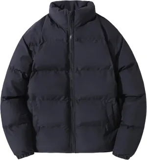 Winter Puffer Jacket for Men Full Zip Stand Collar Bubble Down Coats Insulated Thicken Windproof Windbreaker