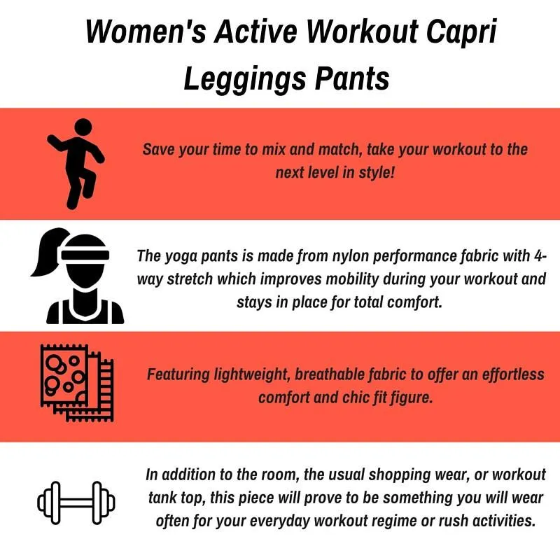 Women's Active Workout Capri Leggings Pants