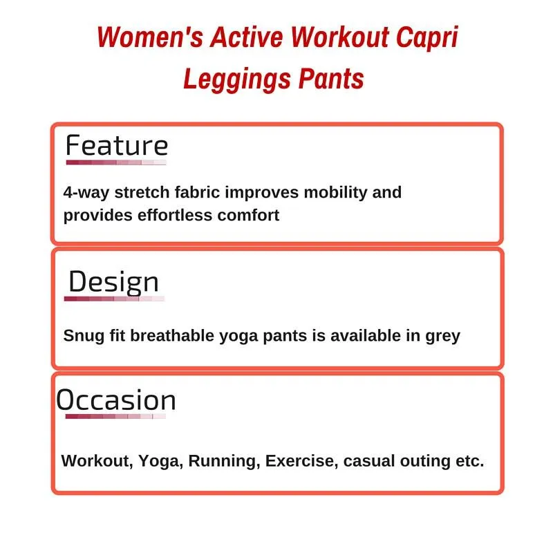 Women's Active Workout Capri Leggings Pants