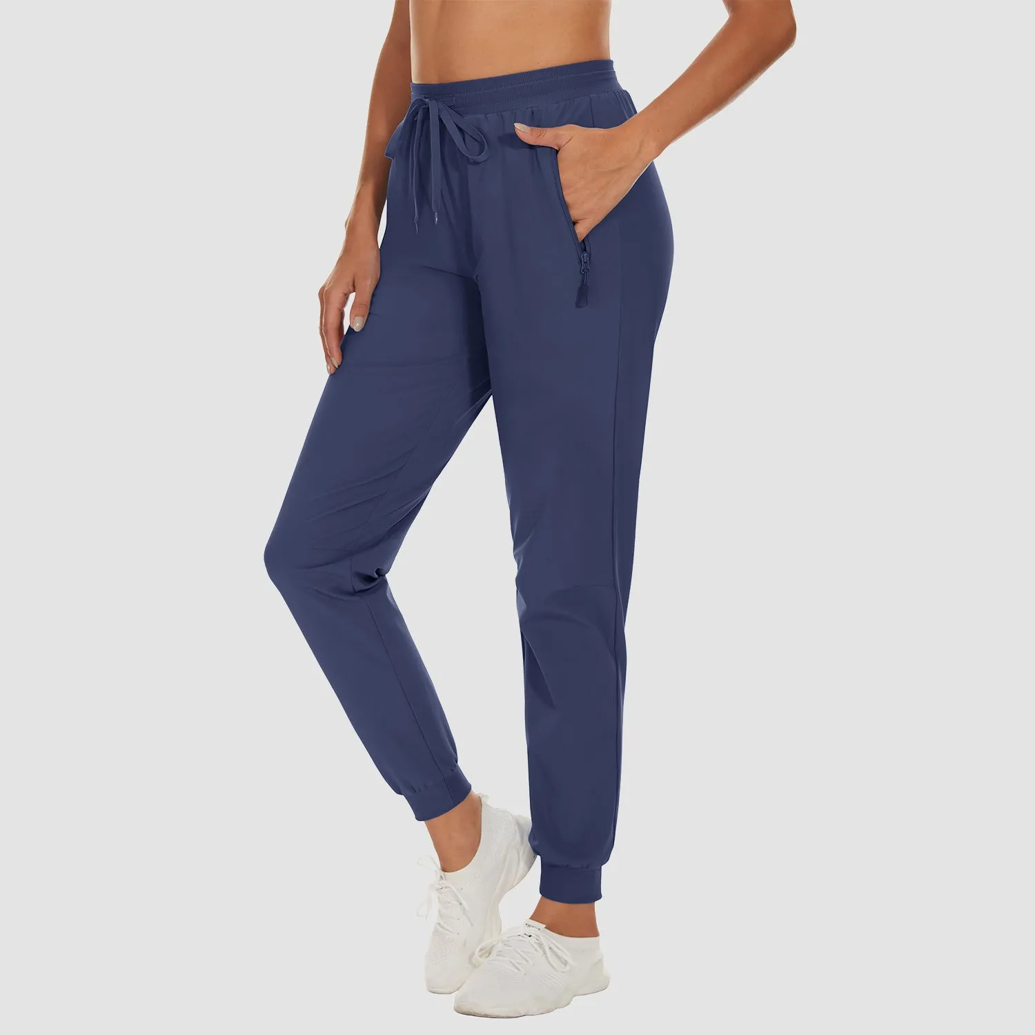 Women's Athletic Pants Lightweight Stretch Casual Pants Running Gym Workout Yoga Pants with Zipper Pockets