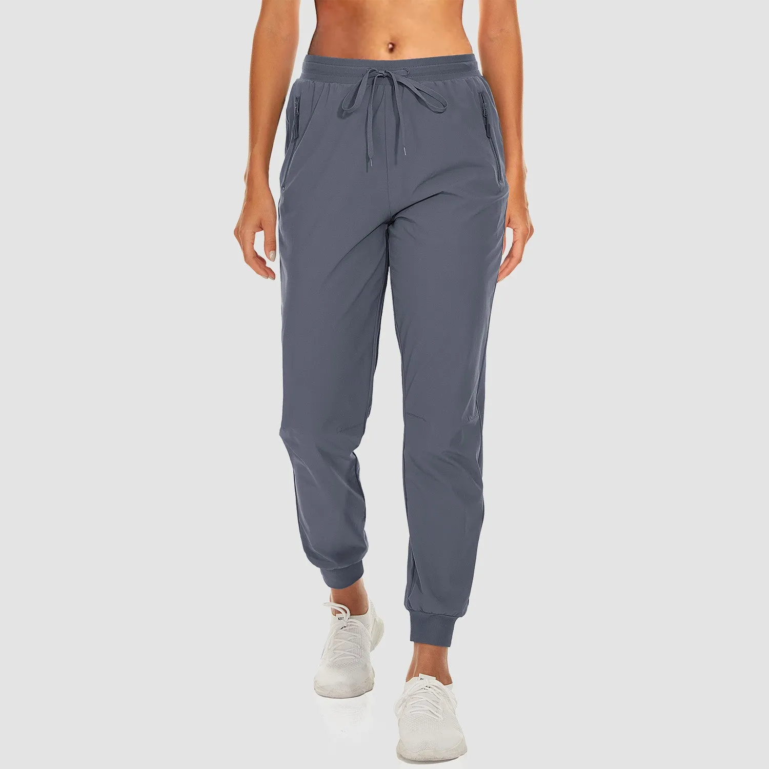 Women's Athletic Pants Lightweight Stretch Casual Pants Running Gym Workout Yoga Pants with Zipper Pockets