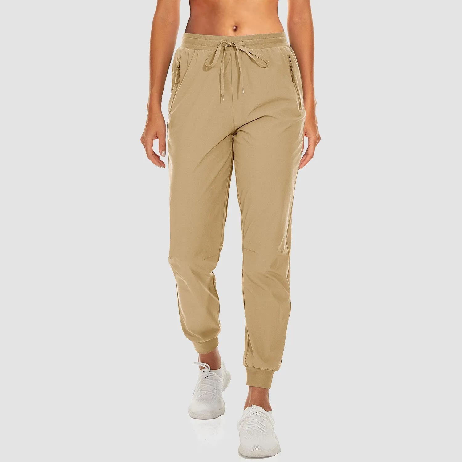 Women's Athletic Pants Lightweight Stretch Casual Pants Running Gym Workout Yoga Pants with Zipper Pockets