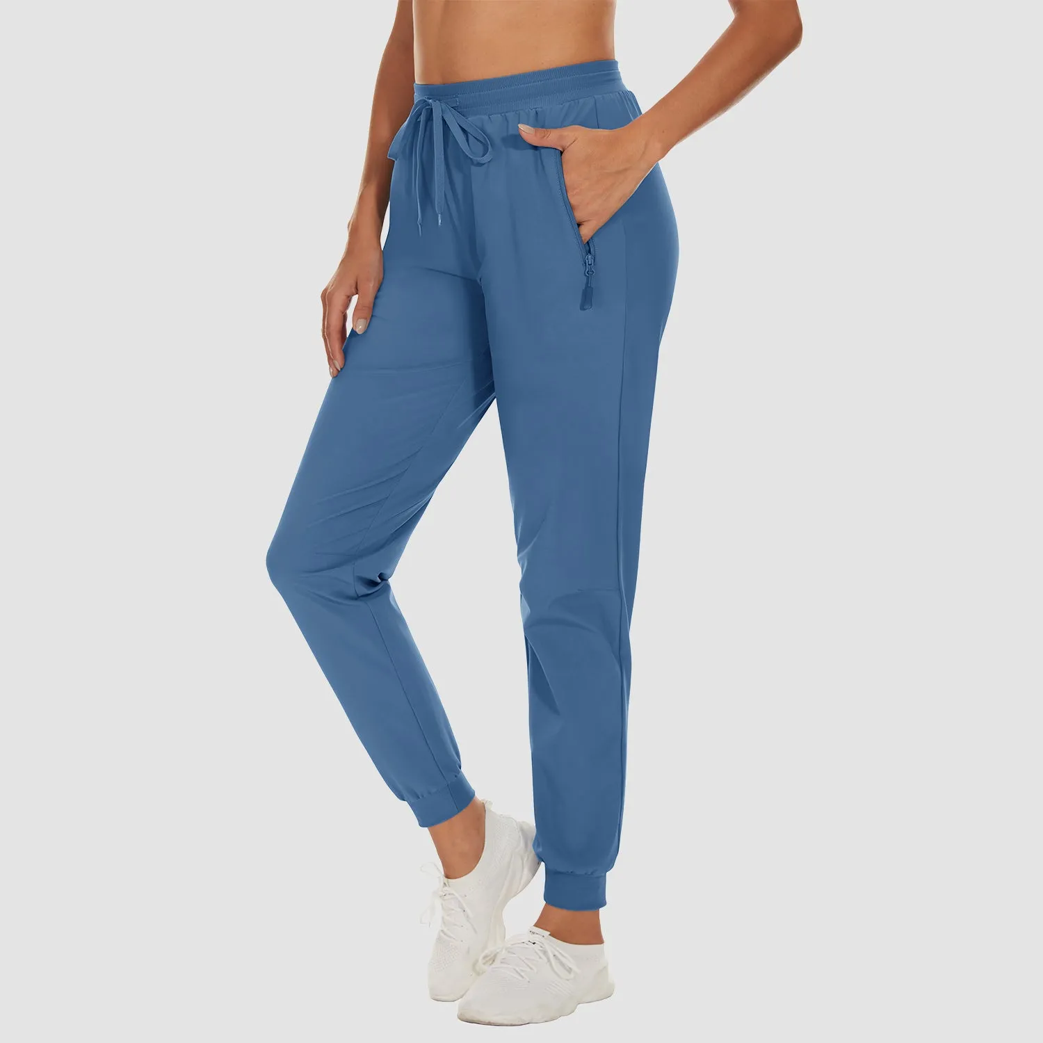 Women's Athletic Pants Lightweight Stretch Casual Pants Running Gym Workout Yoga Pants with Zipper Pockets