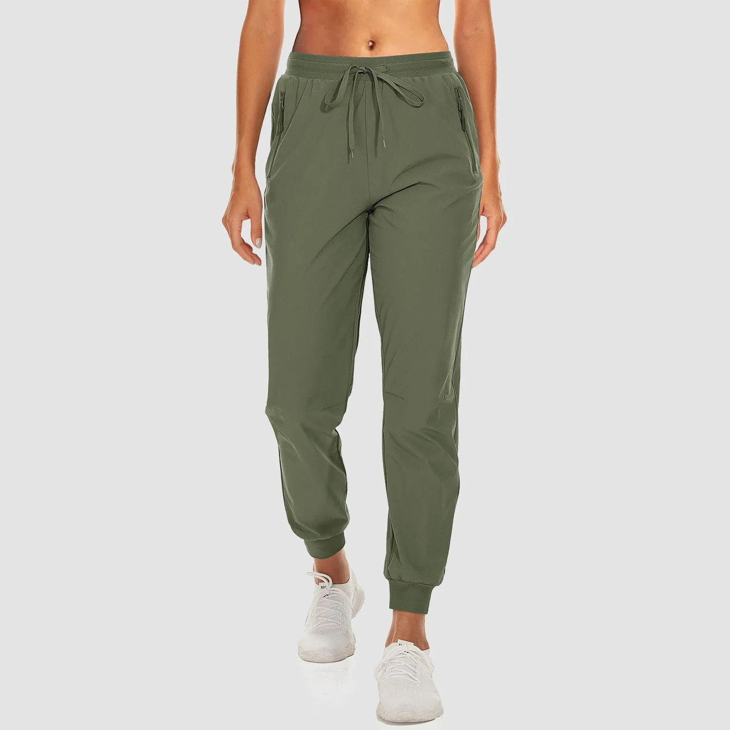 Women's Athletic Pants Lightweight Stretch Casual Pants Running Gym Workout Yoga Pants with Zipper Pockets