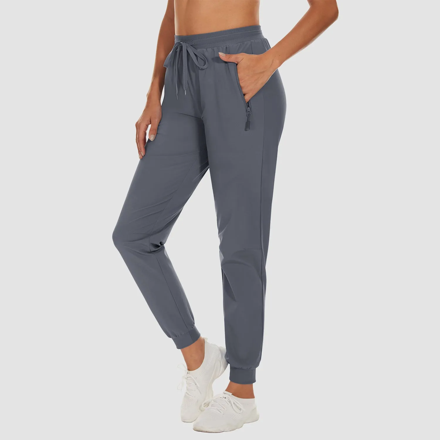Women's Athletic Pants Lightweight Stretch Casual Pants Running Gym Workout Yoga Pants with Zipper Pockets