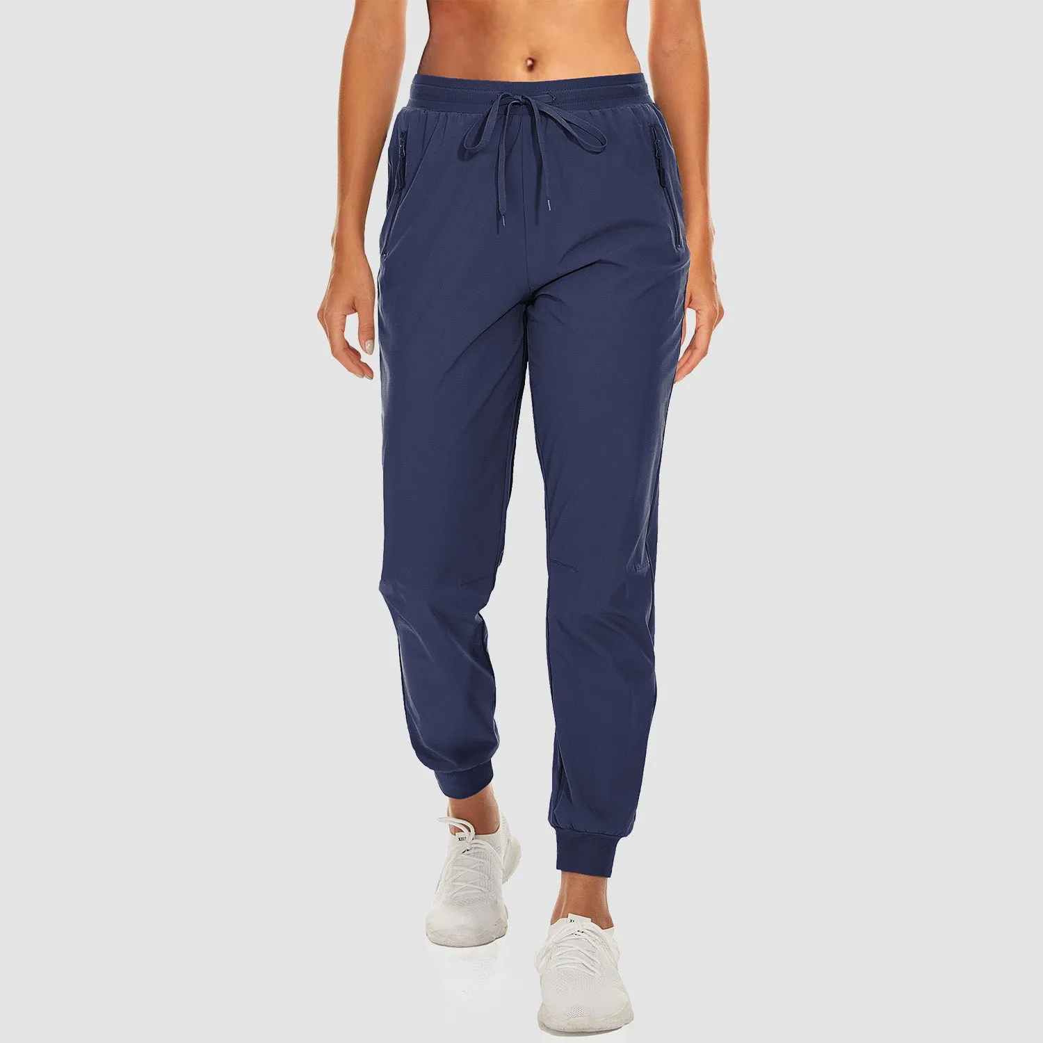 Women's Athletic Pants Lightweight Stretch Casual Pants Running Gym Workout Yoga Pants with Zipper Pockets
