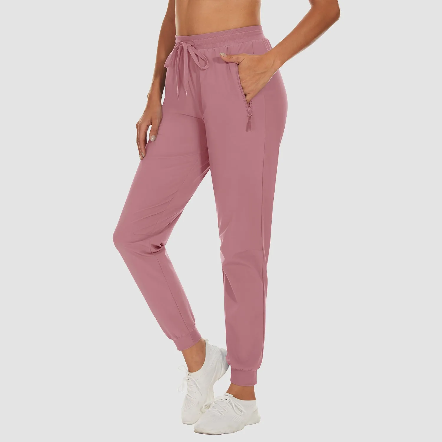 Women's Athletic Pants Lightweight Stretch Casual Pants Running Gym Workout Yoga Pants with Zipper Pockets