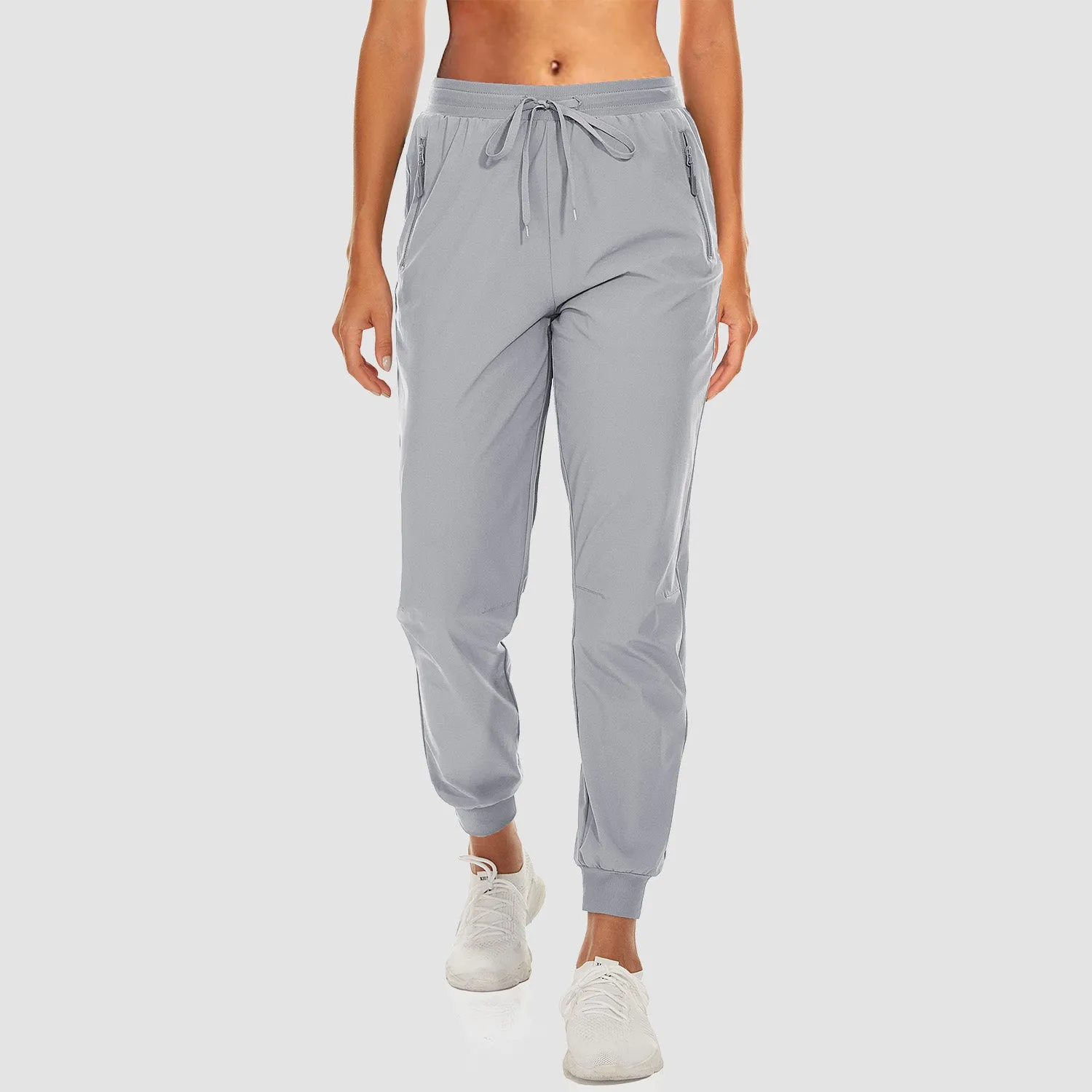 Women's Athletic Pants Lightweight Stretch Casual Pants Running Gym Workout Yoga Pants with Zipper Pockets