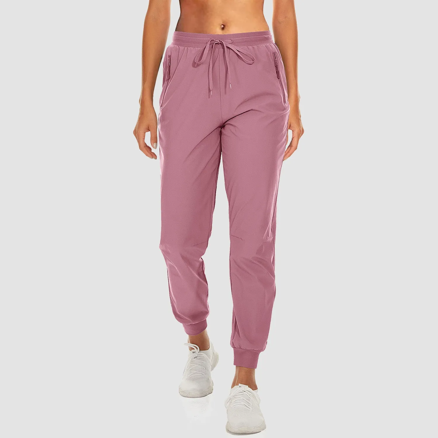 Women's Athletic Pants Lightweight Stretch Casual Pants Running Gym Workout Yoga Pants with Zipper Pockets
