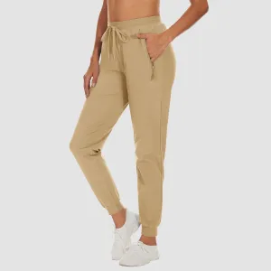 Women's Athletic Pants Lightweight Stretch Casual Pants Running Gym Workout Yoga Pants with Zipper Pockets