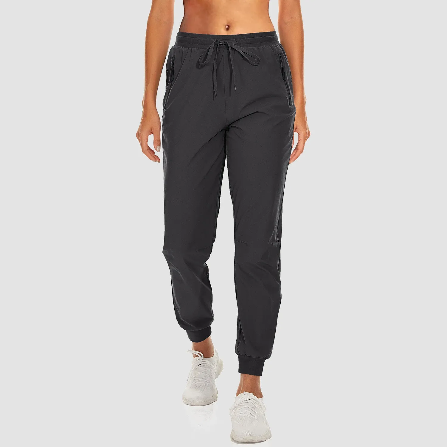 Women's Athletic Pants Lightweight Stretch Casual Pants Running Gym Workout Yoga Pants with Zipper Pockets