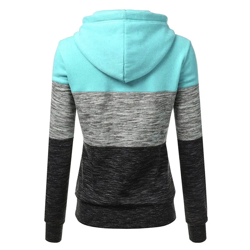 Women's Autumn/Winter Casual Long-Sleeved Patchwork Hoodie
