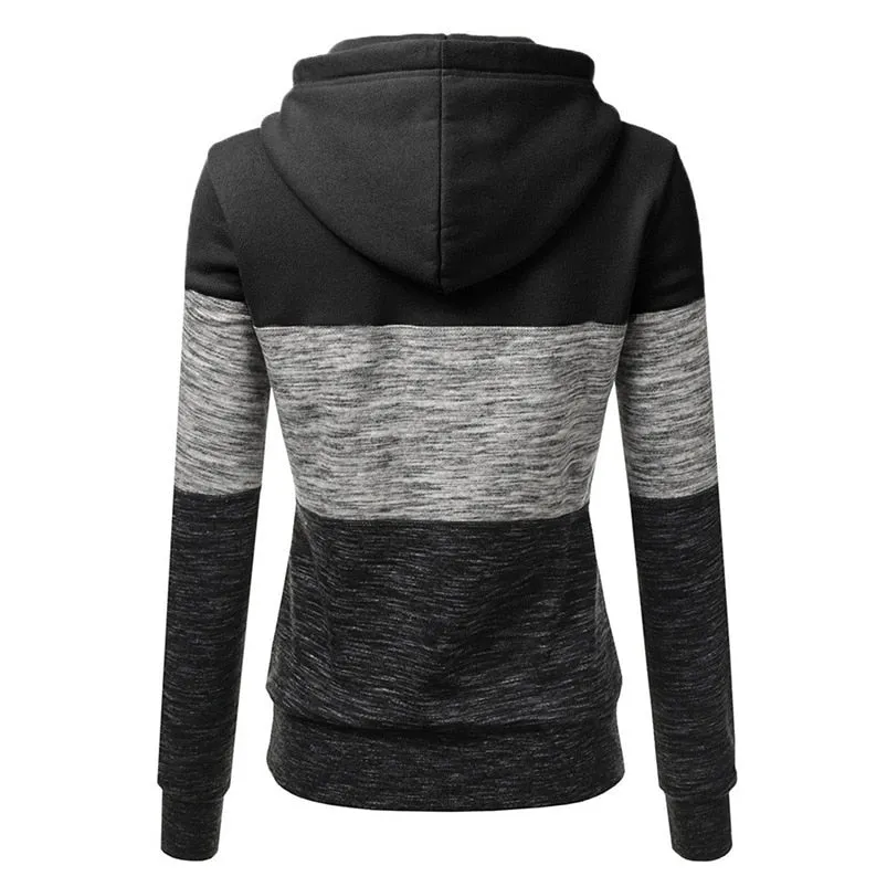Women's Autumn/Winter Casual Long-Sleeved Patchwork Hoodie