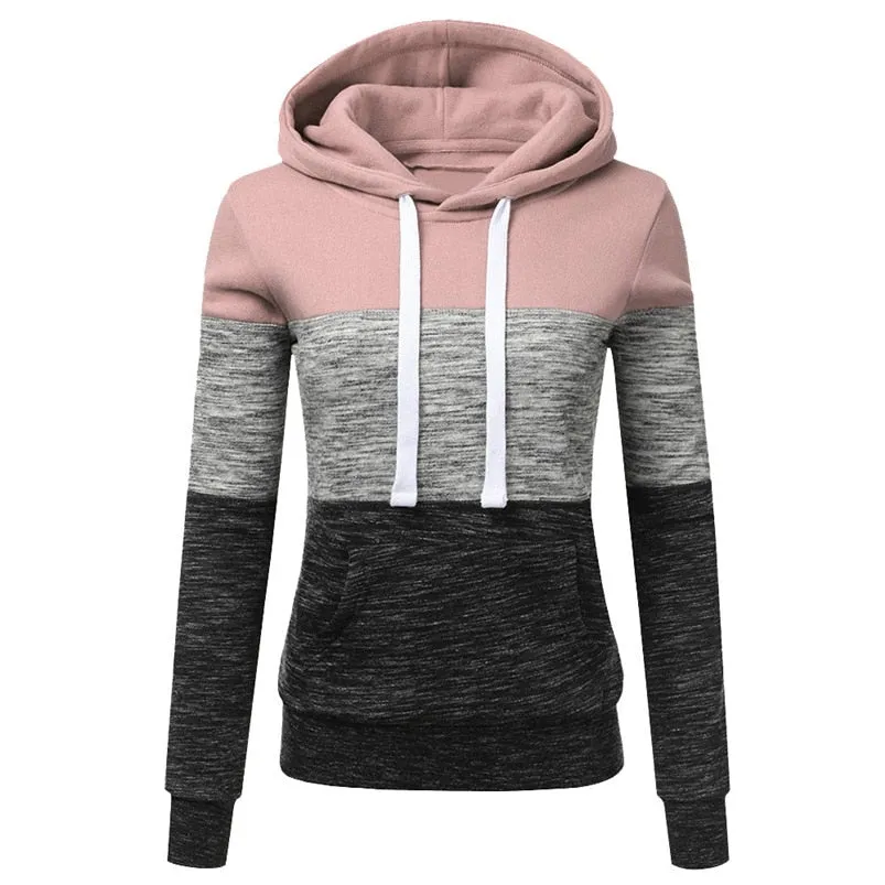 Women's Autumn/Winter Casual Long-Sleeved Patchwork Hoodie