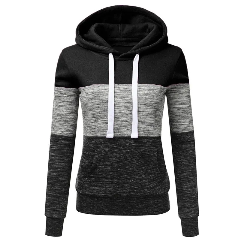 Women's Autumn/Winter Casual Long-Sleeved Patchwork Hoodie