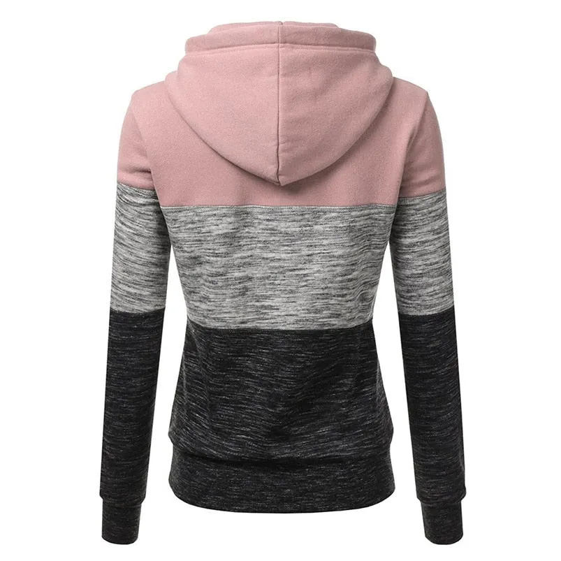 Women's Autumn/Winter Casual Long-Sleeved Patchwork Hoodie