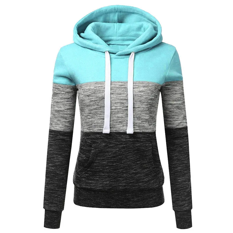 Women's Autumn/Winter Casual Long-Sleeved Patchwork Hoodie