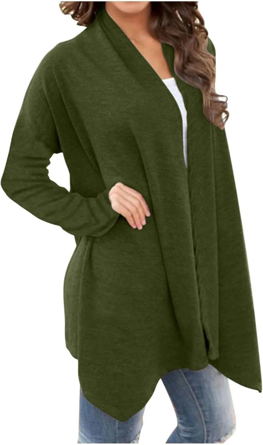 Women's Cardigan Casual Long Sleeve Open Front Cardigans Lightweight Essential Solid Outdoor Tops with Pockets