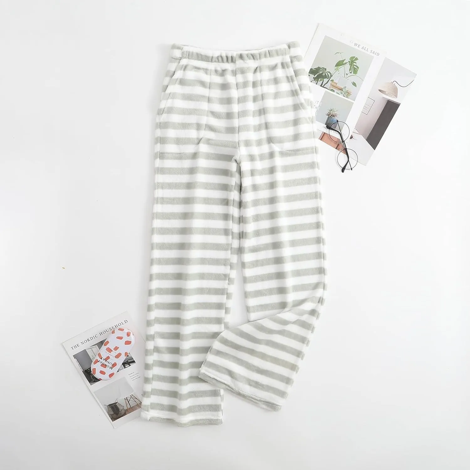 Womens Flannel Pajama Pants Fleece Lined Pants Thick Warm Loungewear Pants Long Johns Thermal Pants Plaid Pants