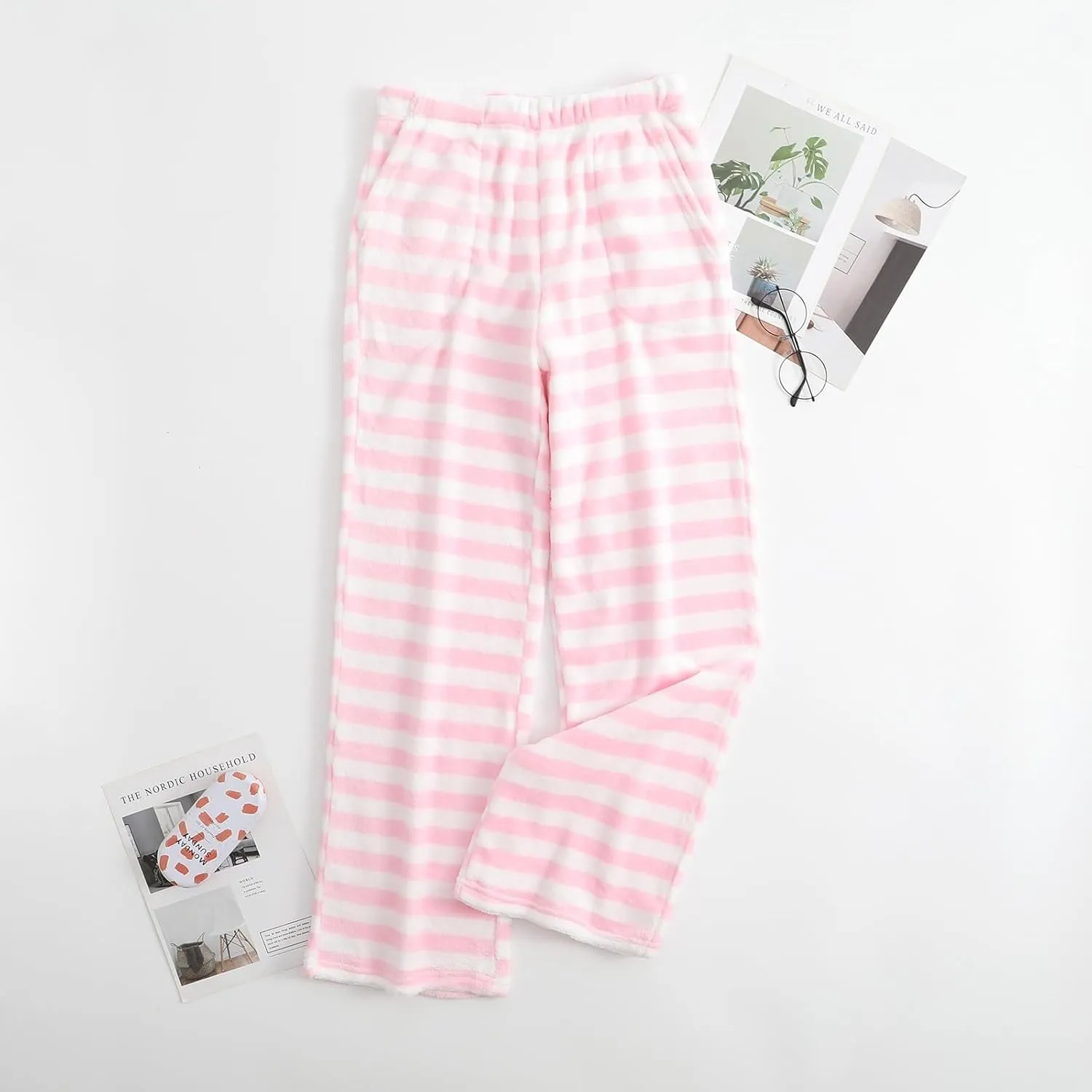 Womens Flannel Pajama Pants Fleece Lined Pants Thick Warm Loungewear Pants Long Johns Thermal Pants Plaid Pants