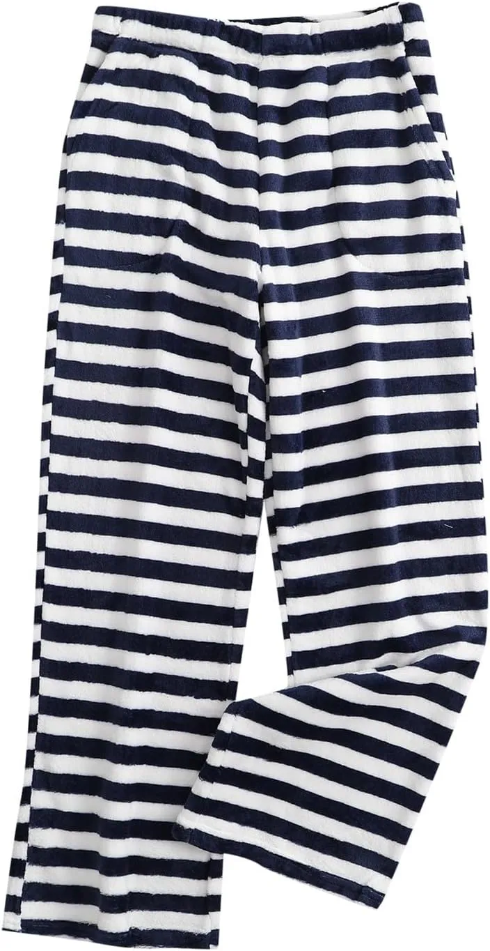 Womens Flannel Pajama Pants Fleece Lined Pants Thick Warm Loungewear Pants Long Johns Thermal Pants Plaid Pants