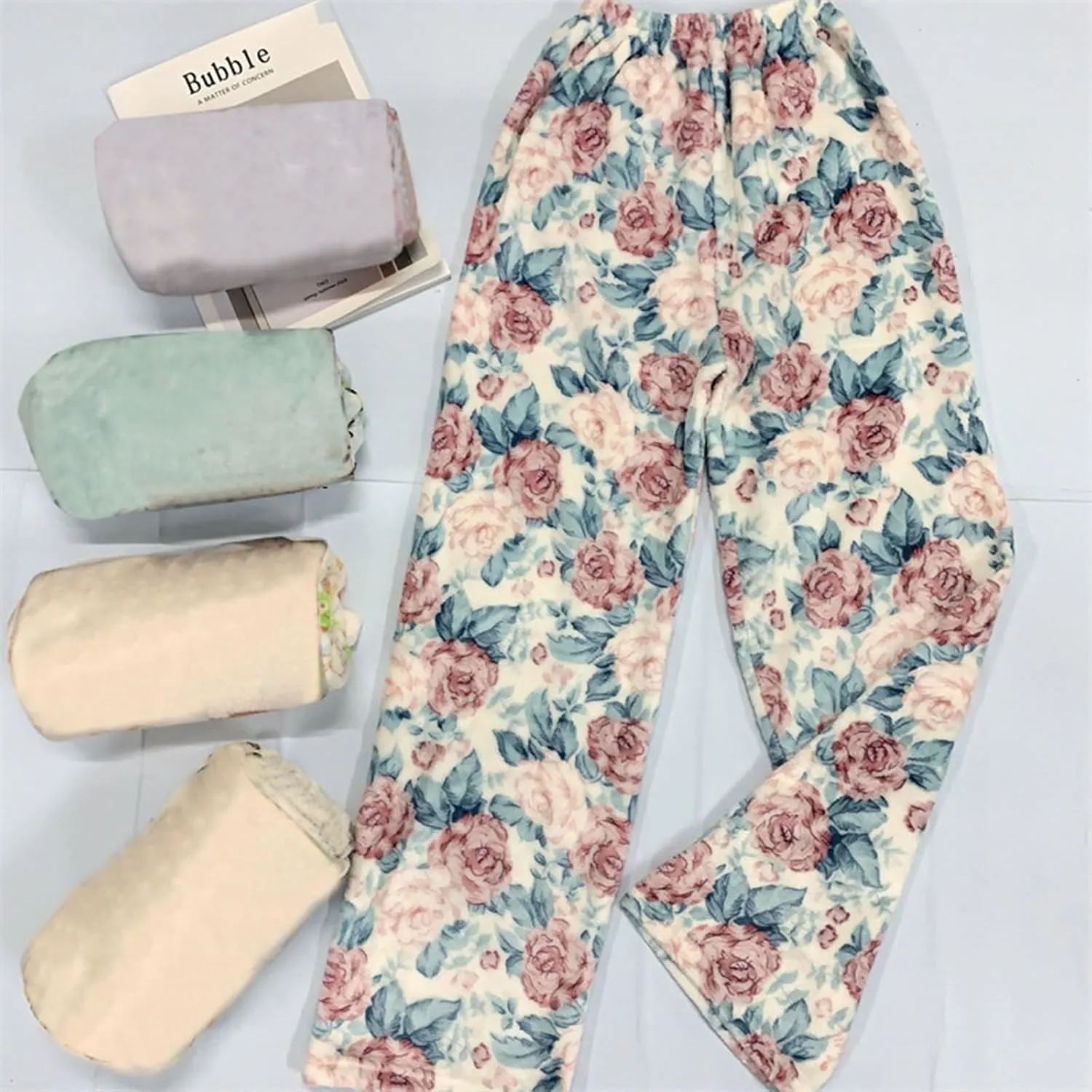 Womens Flannel Pajama Pants Fleece Lined Pants Thick Warm Loungewear Pants Long Johns Thermal Pants Plaid Pants