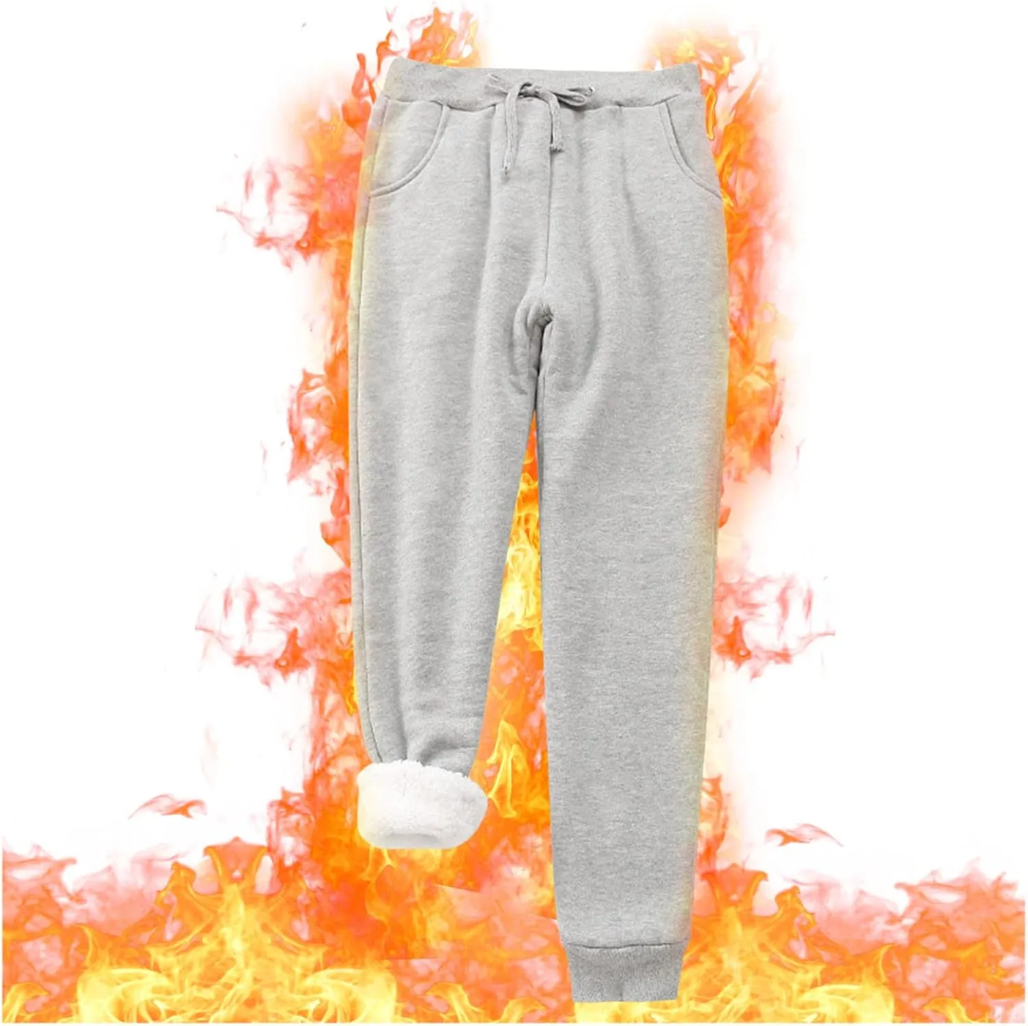 Women's Fleece Sweatpants Sherpa Lined Pants Winter Warm Drawstring Athletic Jogger Cozy Thermal Pants with Pockets