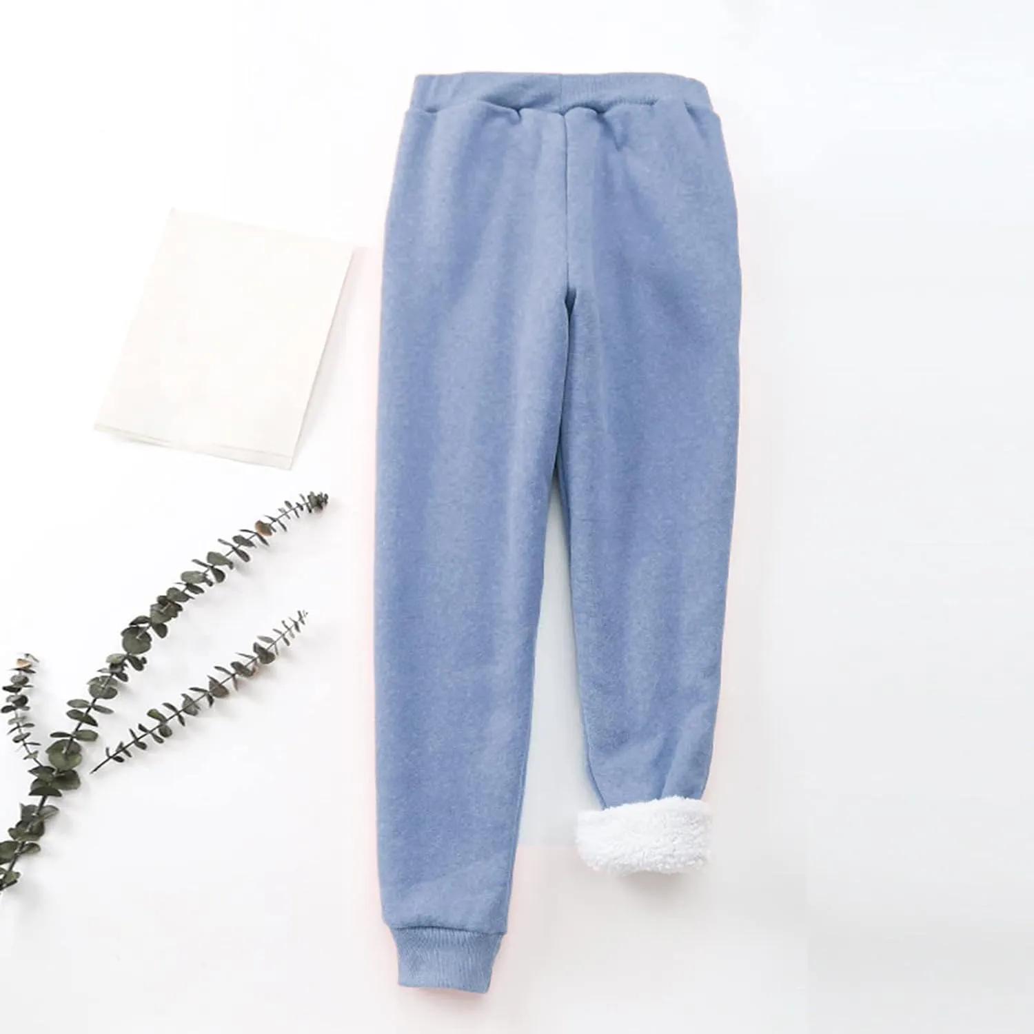 Women's Fleece Sweatpants Sherpa Lined Pants Winter Warm Drawstring Athletic Jogger Cozy Thermal Pants with Pockets