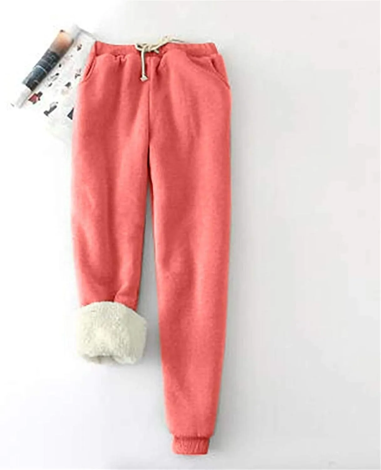 Womens Fleece Sweatpants Sherpa Lined Winter Warm Athletic Jogger Pants Plush Cozy Thermal Leggings with Pockets