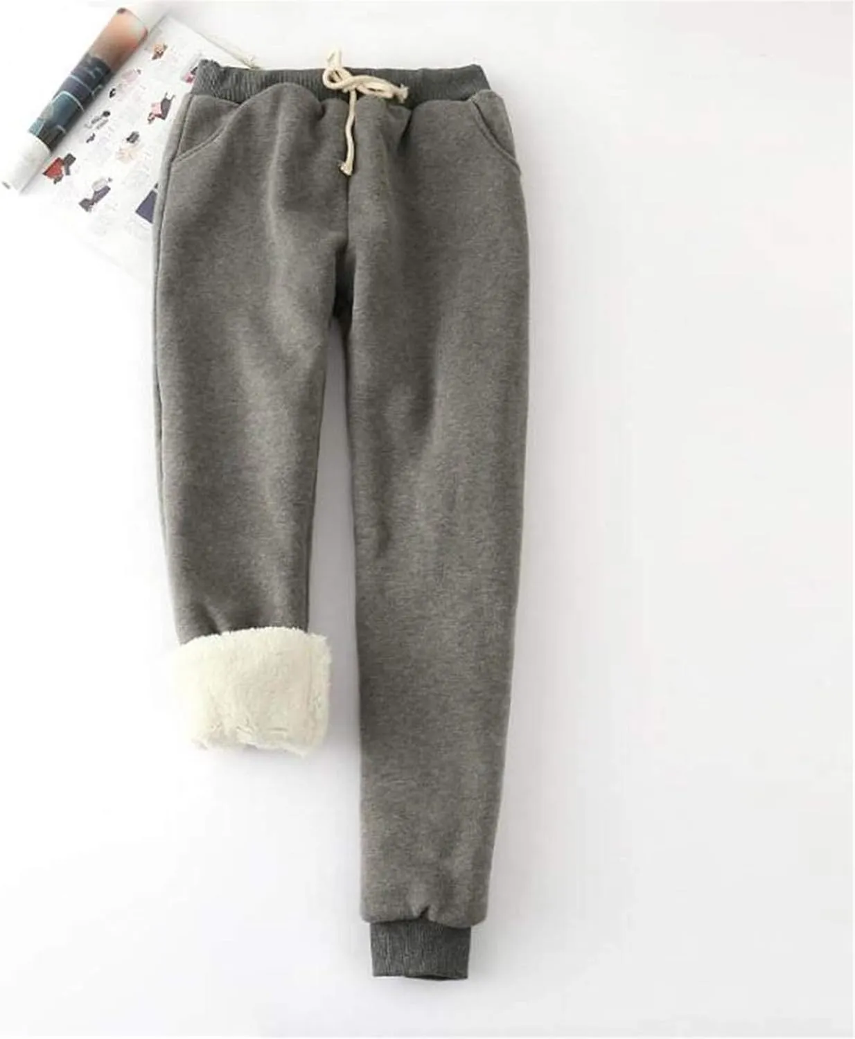 Womens Fleece Sweatpants Sherpa Lined Winter Warm Athletic Jogger Thick Plush Cozy Thermal Pants with Pockets M-5XL