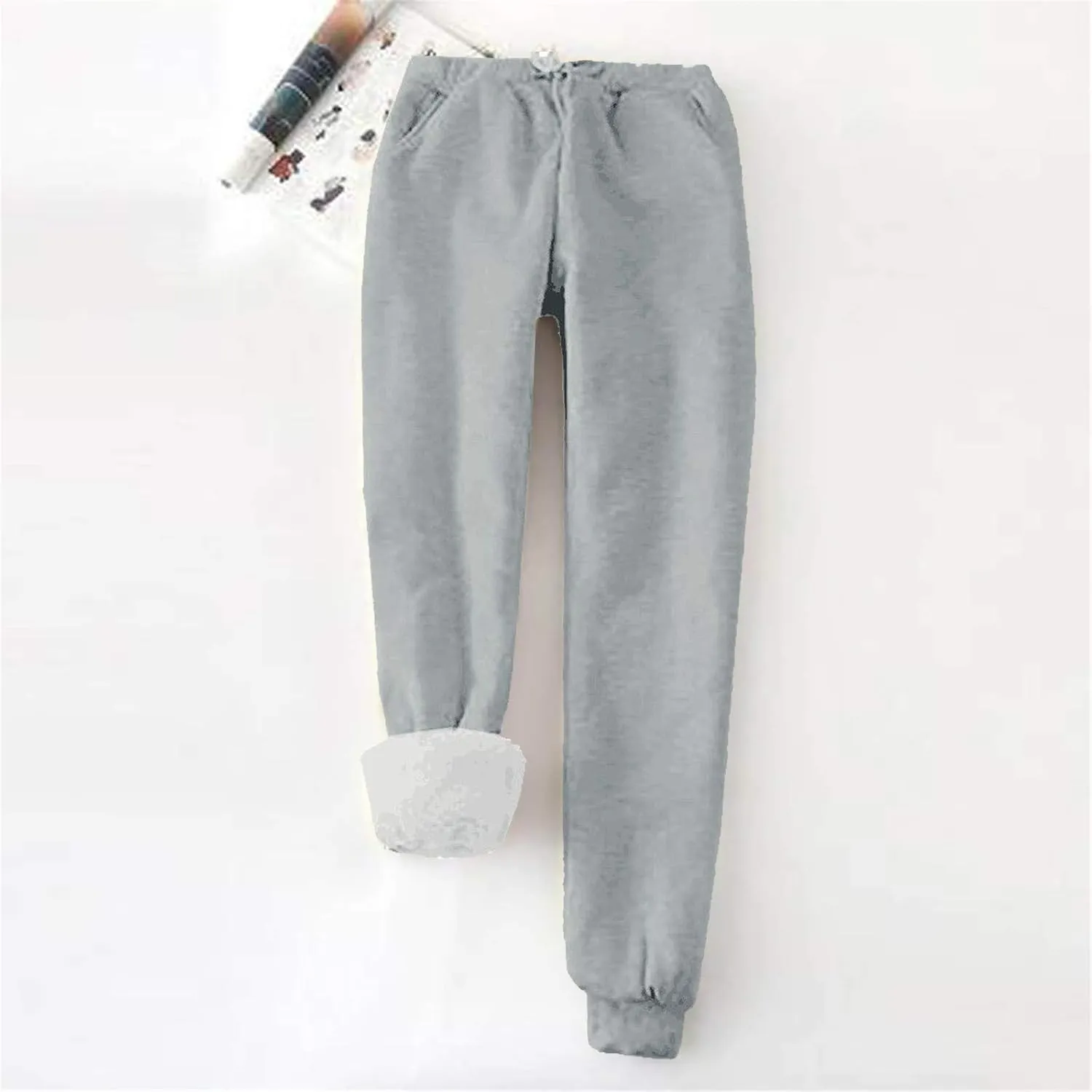 Womens Fleece Sweatpants Sherpa Lined Winter Warm Athletic Jogger Thick Plush Cozy Thermal Pants with Pockets M-5XL