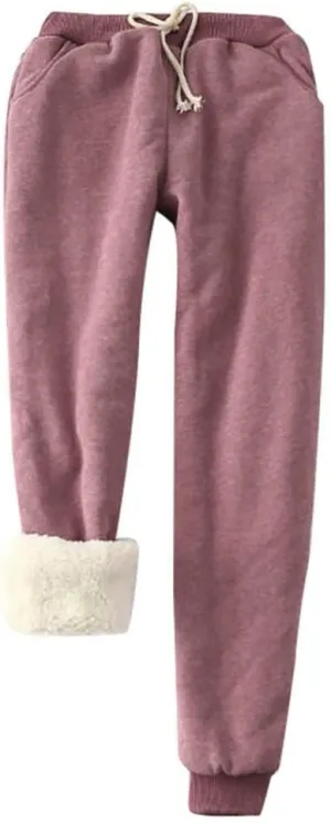 Womens Fleece Sweatpants Sherpa Lined Winter Warm Athletic Jogger Thick Plush Cozy Thermal Pants with Pockets M-5XL