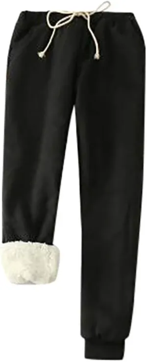 Womens Fleece Sweatpants Sherpa Lined Winter Warm Athletic Jogger Thick Plush Cozy Thermal Pants with Pockets M-5XL