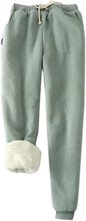 Womens Fleece Sweatpants Sherpa Lined Winter Warm Athletic Jogger Thick Plush Cozy Thermal Pants with Pockets M-5XL