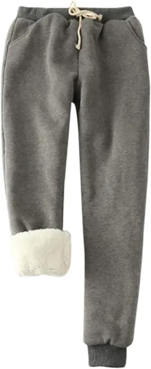 Womens Fleece Sweatpants Sherpa Lined Winter Warm Athletic Jogger Thick Plush Cozy Thermal Pants with Pockets M-5XL