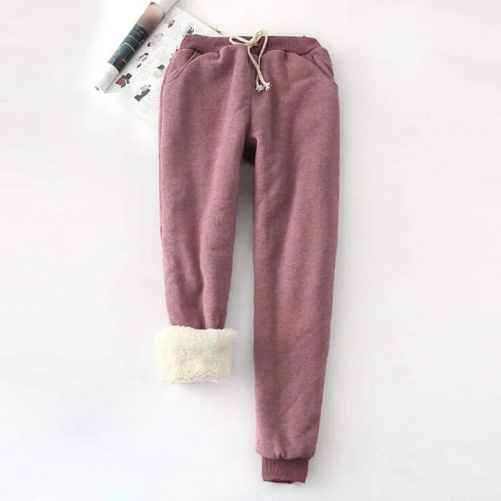 Womens Fleece Sweatpants Sherpa Lined Winter Warm Athletic Jogger Thick Plush Cozy Thermal Pants with Pockets M-5XL