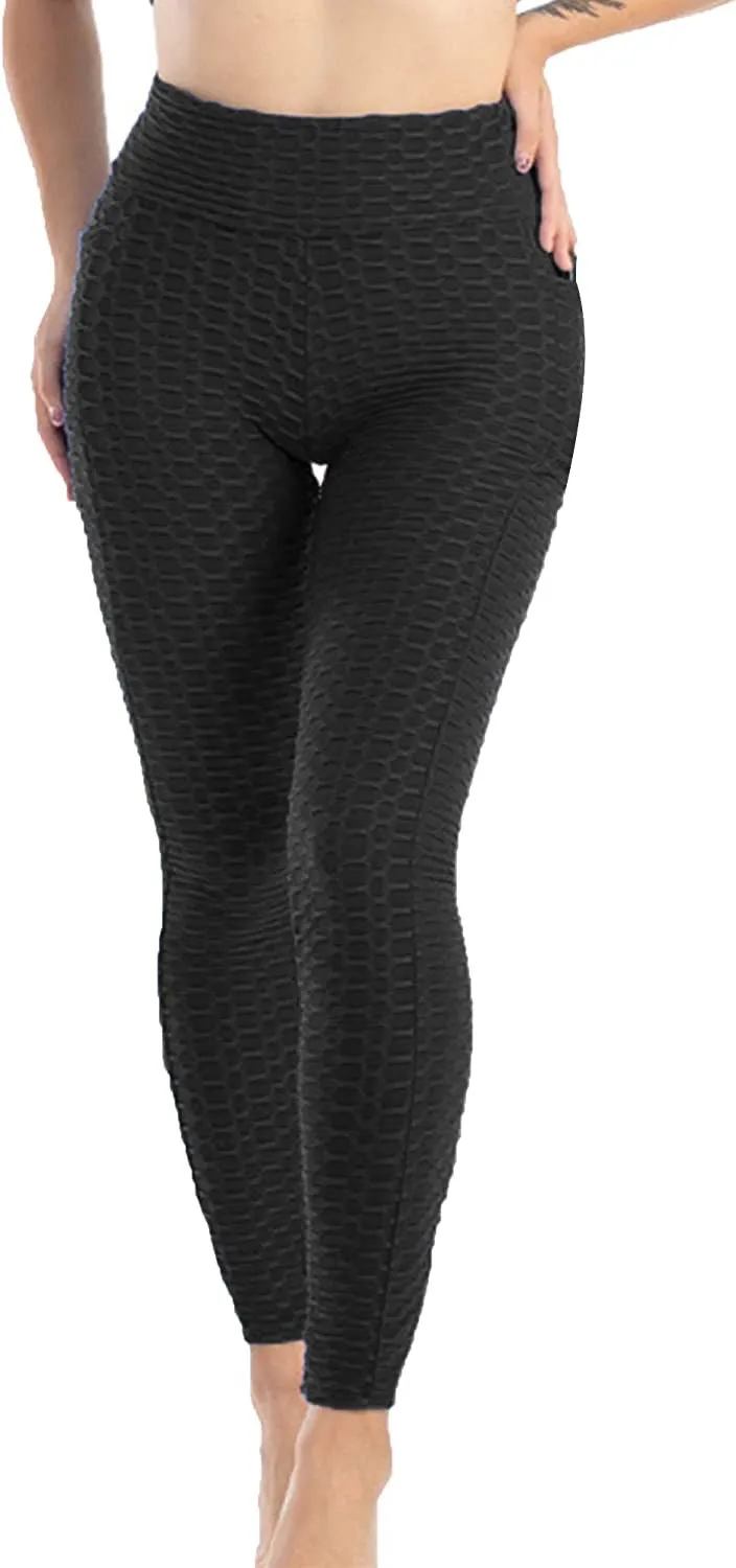 Women's High Waist Honeycomb Yoga Shaper Pants  | Tummy Control Booty Leggings Butt Lift Tights