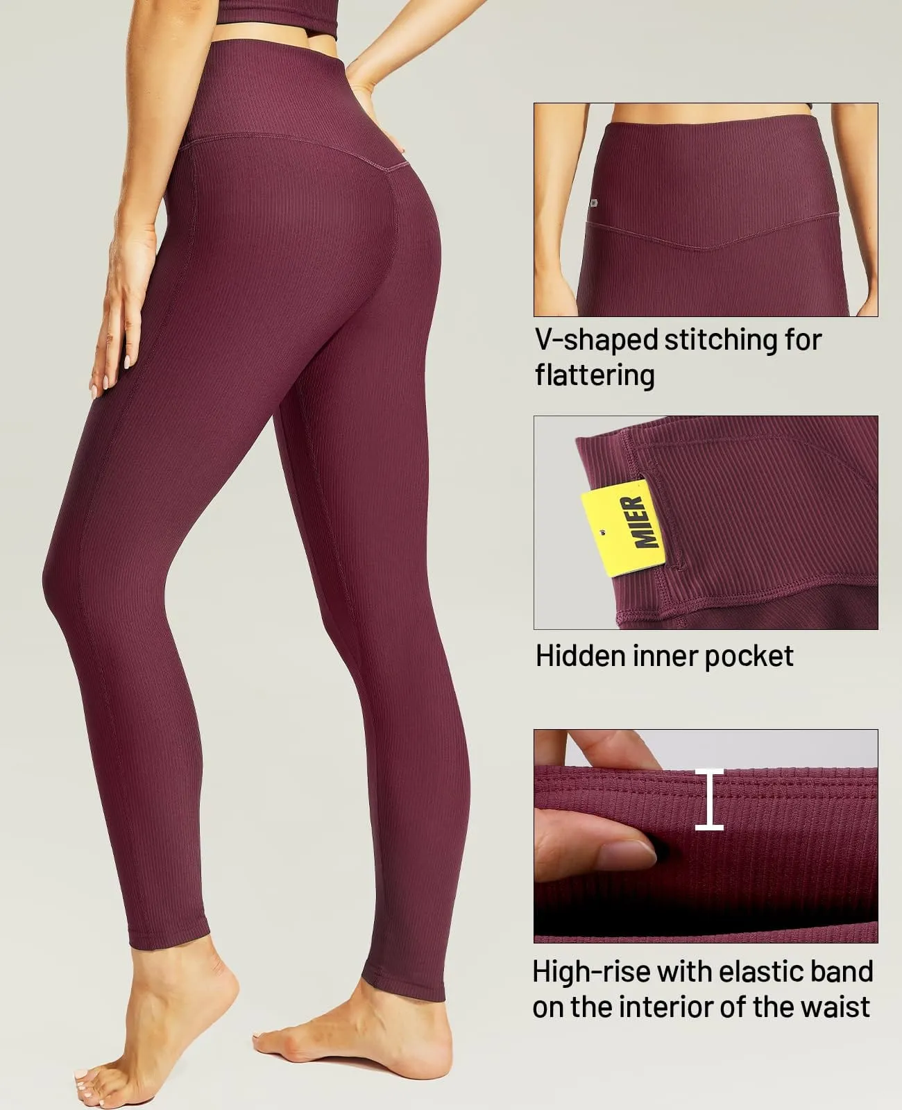 Women’s High Waisted Workout Leggings with Inside Pockets