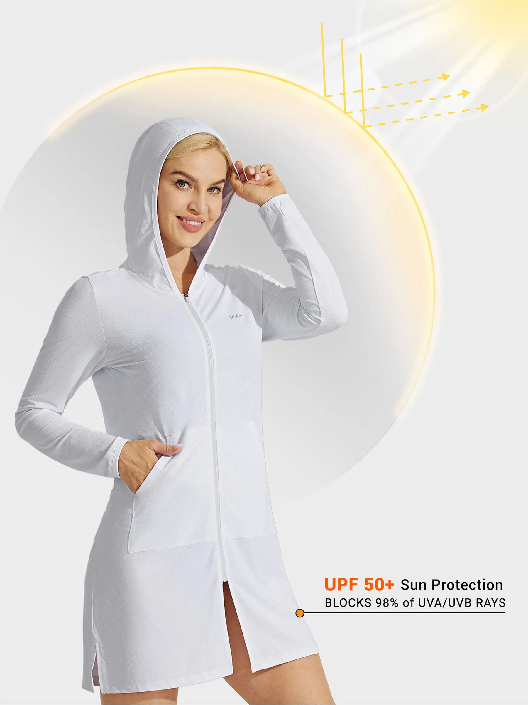 Women's Long Hoodie Jacket UPF 50 