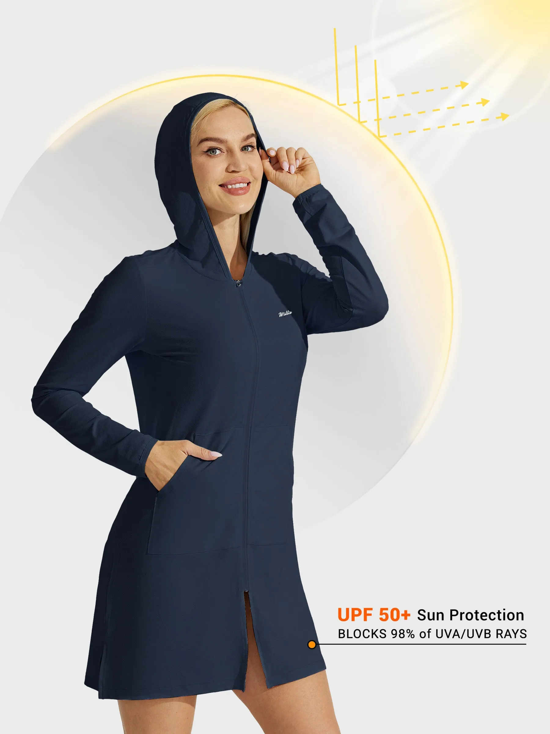 Women's Long Hoodie Jacket UPF 50 