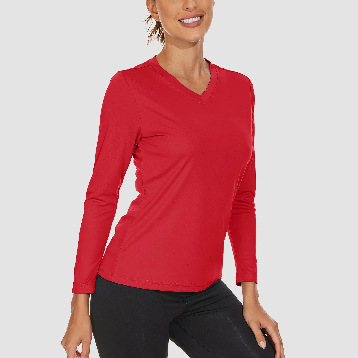 Women's Long Sleeve Shirts UPF 50  Sun Protection T Shirts V Neck Hiking Shirt Running Workout Performance Tee