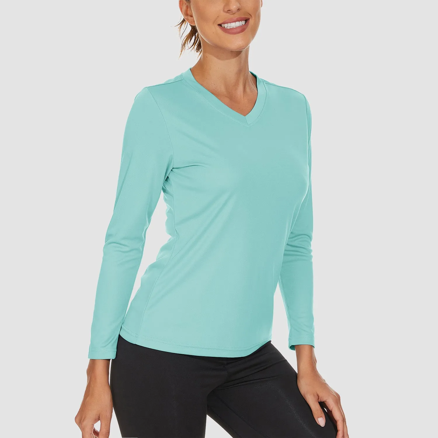 Women's Long Sleeve Shirts UPF 50  Sun Protection T Shirts V Neck Hiking Shirt Running Workout Performance Tee