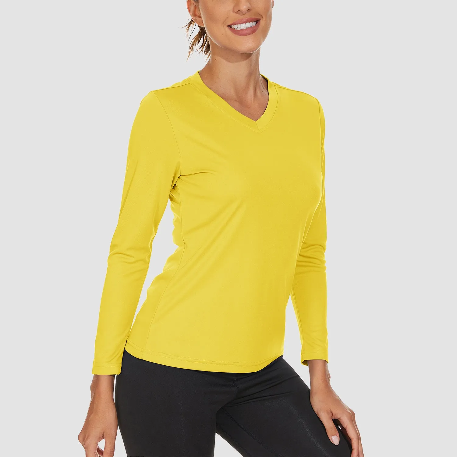 Women's Long Sleeve Shirts UPF 50  Sun Protection T Shirts V Neck Hiking Shirt Running Workout Performance Tee