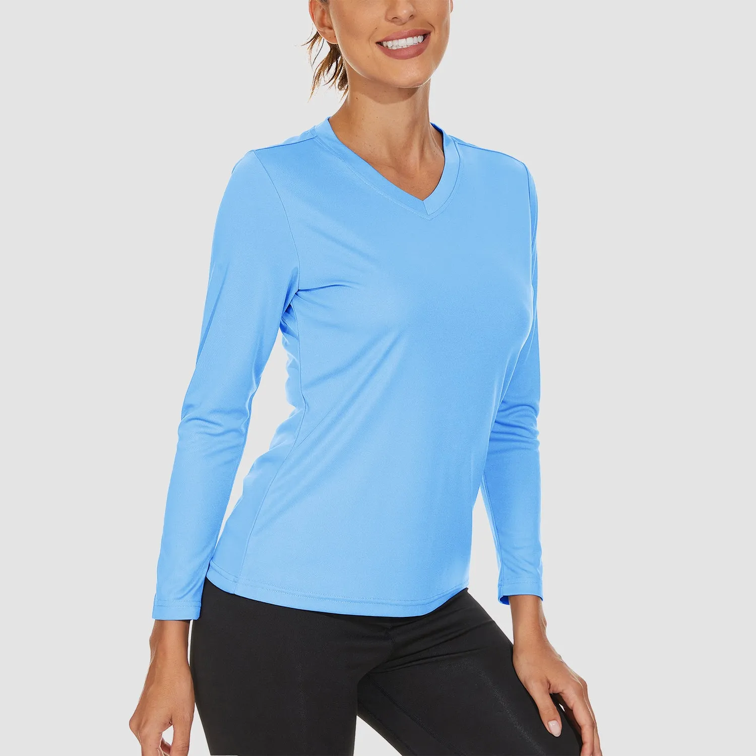 Women's Long Sleeve Shirts UPF 50  Sun Protection T Shirts V Neck Hiking Shirt Running Workout Performance Tee