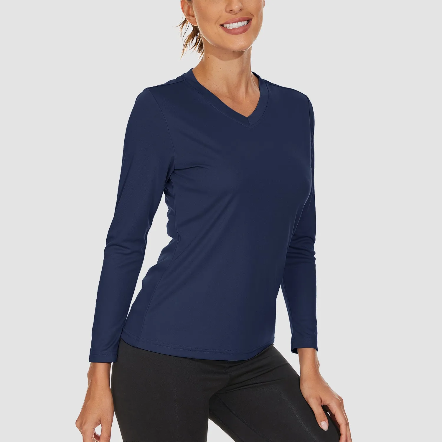Women's Long Sleeve Shirts UPF 50  Sun Protection T Shirts V Neck Hiking Shirt Running Workout Performance Tee